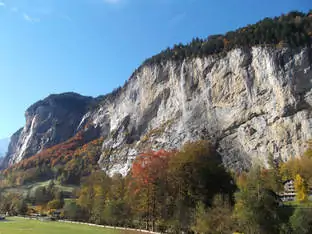 Lauterbrunnen Valley view and Staubbach waterfalls
